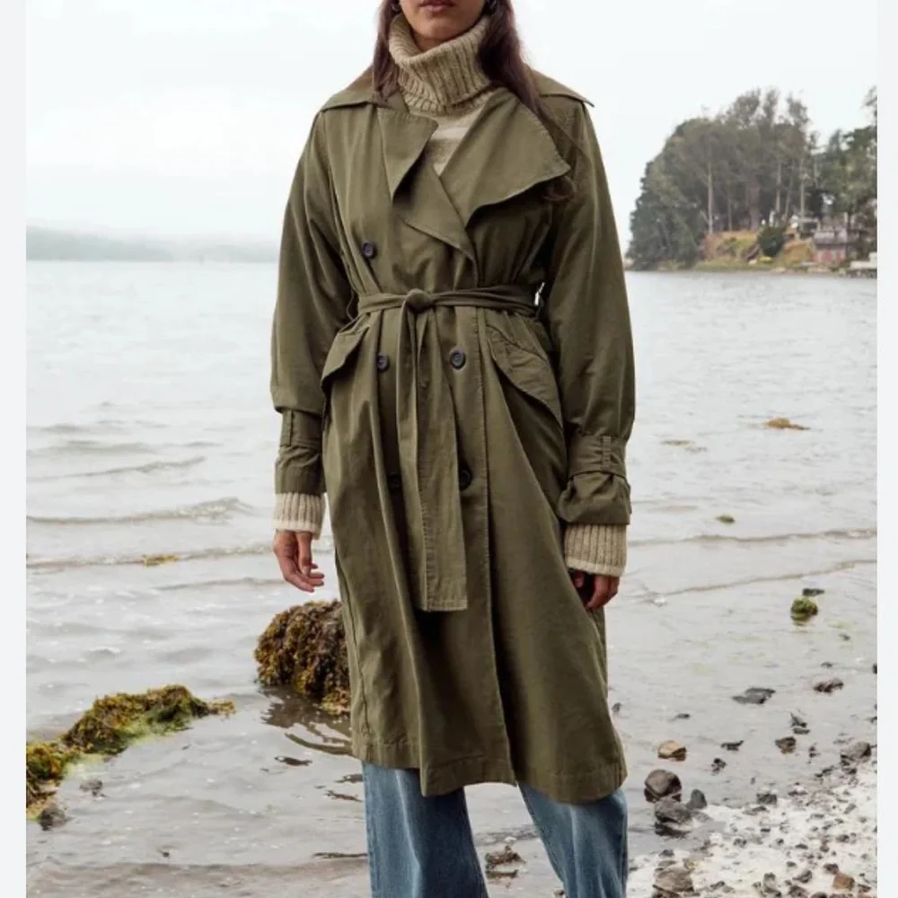 Vintage Together Olive Women's Trench Coat - Picture 2 of 16